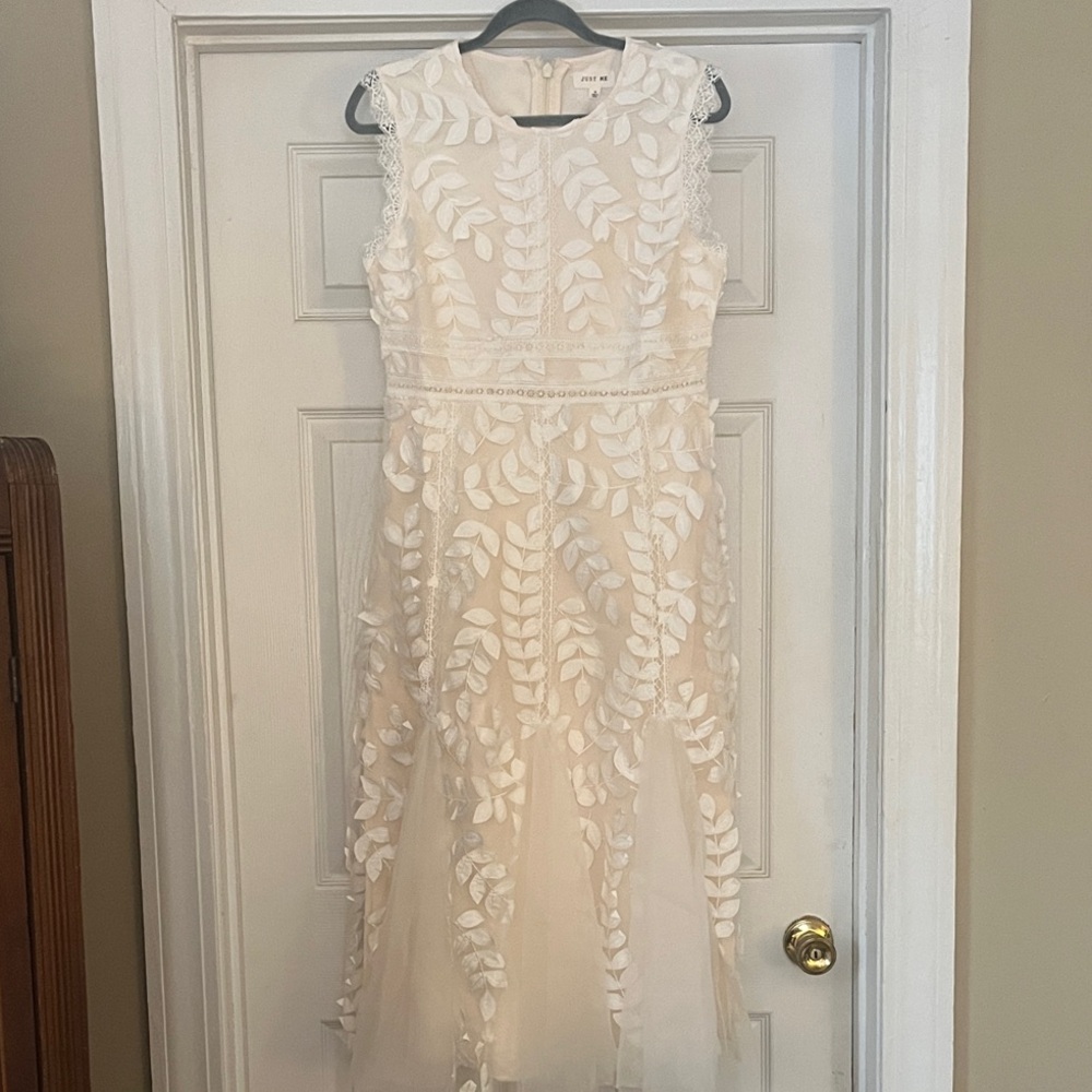 Just Me Sleeveless 3D Lace Long Dress NWT